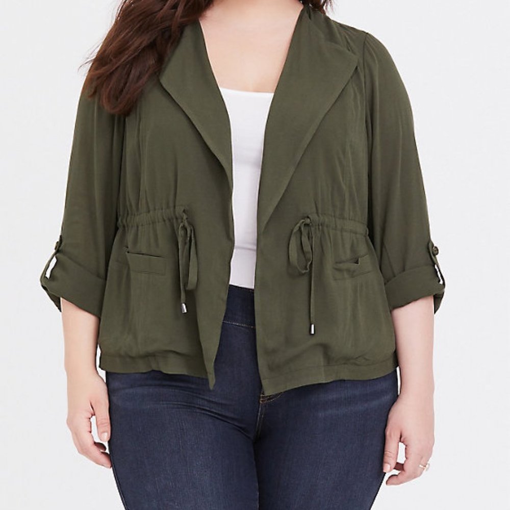 Torrid 1 drape style olive green blazer